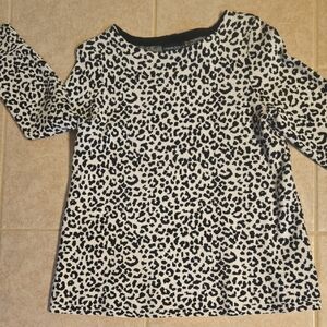 Cynthia Rowley Black and White Leopard Long Sleeve Tee
